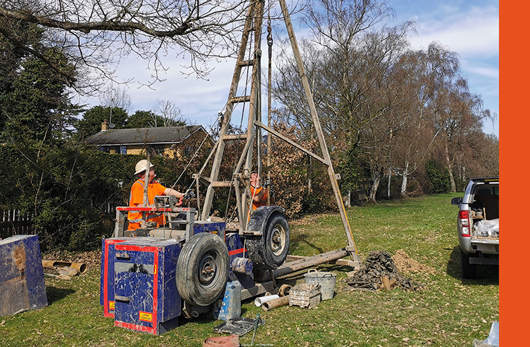 drilling rig undertaking a borehole for geotechnical engineering